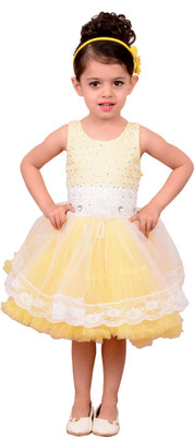 

BEBO 21 Girls Midi/Knee Length Party Dress(Yellow, Sleeveless