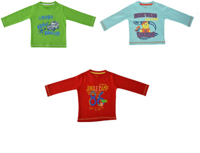 

Indirang Boys Printed Cotton T Shirt(Multicolor, Pack of 3