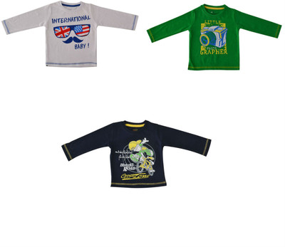 

Indirang Boys Printed Cotton T Shirt(Multicolor, Pack of 3