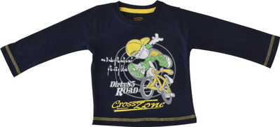 

Indirang Boys Printed Cotton T Shirt(Dark Blue, Pack of 1