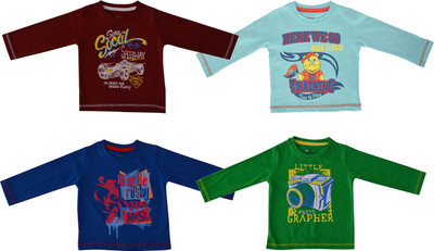 

Indirang Boys Printed Cotton T Shirt(Multicolor, Pack of 4