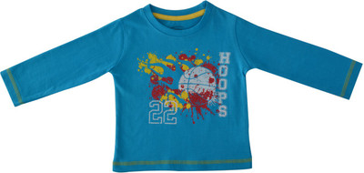 

Indirang Boys Printed Cotton T Shirt(Blue, Pack of 1