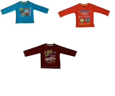 

Indirang Boys Printed Cotton T Shirt(Multicolor, Pack of 3