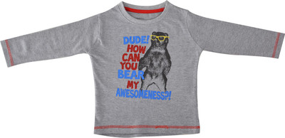 

Indirang Boys Printed Cotton T Shirt(Grey, Pack of 1