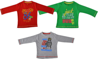 

Indirang Boys Printed Cotton T Shirt(Multicolor, Pack of 3