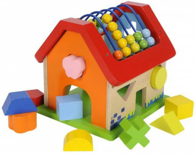 

WE-BLINK Baby wooden geometric house blocks for learning shapes(Multicolor)