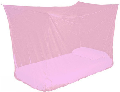 ANS HDPE - High Density Poly Ethylene Adults Washable mosquito net double bed 6x6.5 ft plain Mosquito Net(Pink, Bed Box)