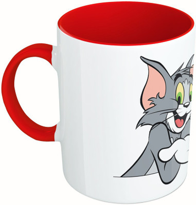 

MiiCreations Printed Two Tone Red And White Tom & Jerry Ceramic Mug(325 ml)