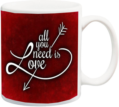 

ME&YOU Gift for Husband/Wife/Girlfriend/Boyfriend/Lover;"All You Need Is Love Red 3D printed Ceramic Mug(325 ml), Multicolor