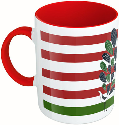 

MiiCreations Printed Two Tone Red And White Pattern Ceramic Mug(325 ml)