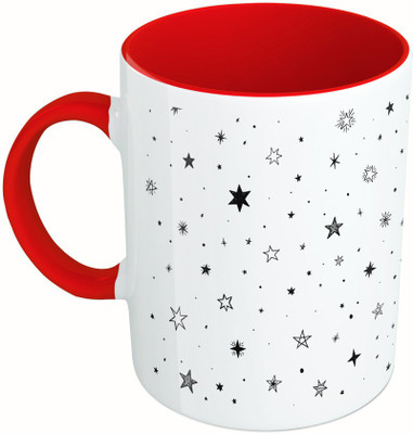 

MiiCreations Printed Two Tone Red And White Star Pattern Ceramic Mug(325 ml)