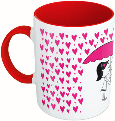 

MiiCreations Printed Two Tone Red And White Love Ceramic Mug(325 ml)