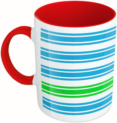 

MiiCreations Printed Two Tone Red And White Lines Pattern Ceramic Mug(325 ml)