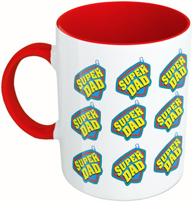 

MiiCreations Printed Two Tone Red And White Super Dad | I Love Dad Ceramic Mug(325 ml)