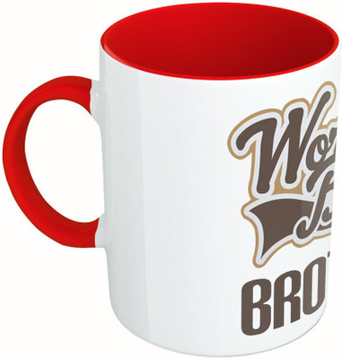 

MiiCreations Printed Two Tone Red And White World's Best Brother Ceramic Mug(325 ml)