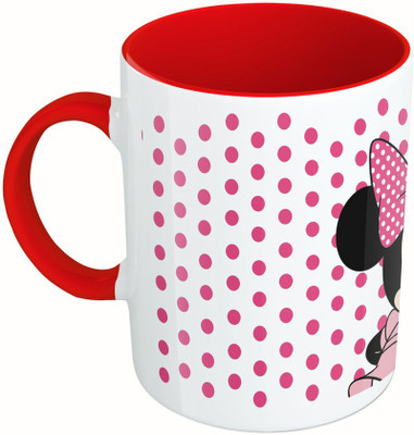 

MiiCreations Printed Two Tone Red And White Minnie Mouse Ceramic Mug(325 ml)