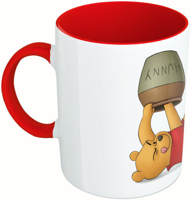 

MiiCreations Printed Two Tone Red And White Pooh Ceramic Mug(325 ml)