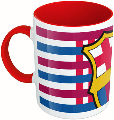 MiiCreations Printed Two Tone Red And White Barcelona football club Ceramic Mug(325 ml)