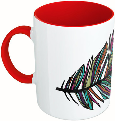 

MiiCreations Printed Two Tone Red And White Leaf Pattern Ceramic Mug(325 ml)