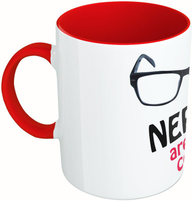 

MiiCreations Printed Two Tone Red And White Nerds Are Just Cooler Ceramic Mug(325 ml)
