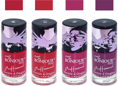 

Bonjour Paris True Matte Nail Polish 119 Red-Red-Pink-Plum(Pack of 4)