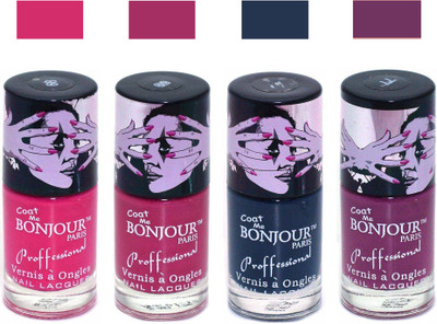 

Bonjour Paris True Matte Nail Polish 258 Pink-Pink-Grey-Plum(Pack of 4)