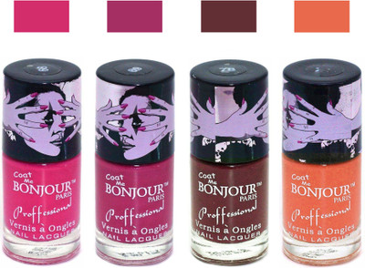 

Bonjour Paris True Matte Nail Polish 240 Pink-Pink-Brown-Orange(Pack of 4)