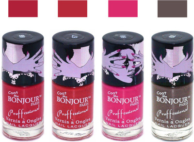 

Bonjour Paris True Matte Nail Polish 111 Red-Red-Pink-Coffee(Pack of 4)