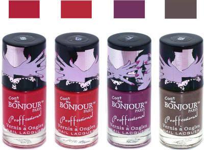 

Bonjour Paris True Matte Nail Polish 165 Red-Red-Plum-Coffee(Pack of 4)