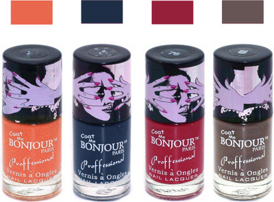 

Bonjour Paris True Matte Nail Polish 300 Orange-Grey-Red-Coffee(Pack of 4)