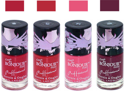 Bonjour Paris True Matte Nail Polish 137 Red-Red-Pink-Burgundy(Pack of 4)