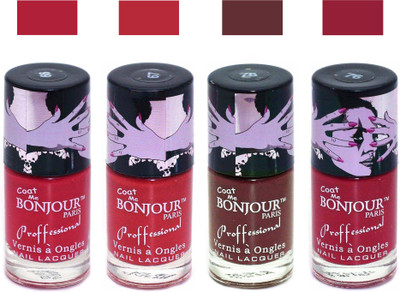 

Bonjour Paris True Matte Nail Polish 142 Red-Red-Brown-Red(Pack of 4)