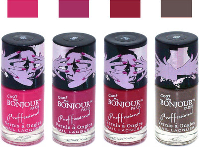 

Bonjour Paris True Matte Nail Polish 263 Pink-Pink-Red-Coffee(Pack of 4)