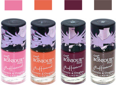 

Bonjour Paris True Matte Nail Polish 297 Pink-Orange-Burgundy-Coffee(Pack of 4)
