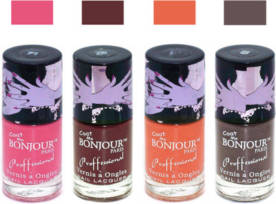 

Bonjour Paris True Matte Nail Polish 277 Pink-Brown-Orange-Coffee(Pack of 4)
