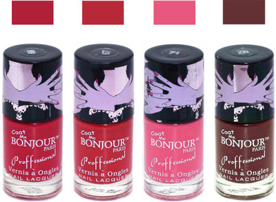 

Bonjour Paris True Matte Nail Polish 131 Red-Red-Pink-Brown(Pack of 4)
