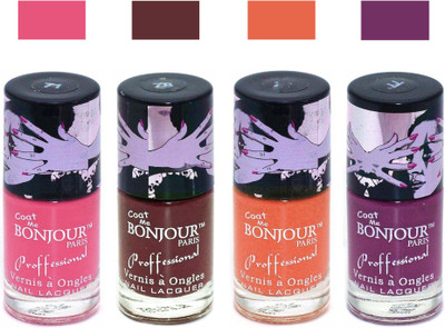

Bonjour Paris True Matte Nail Polish 275 Pink-Brown-Orange-Plum(Pack of 4)
