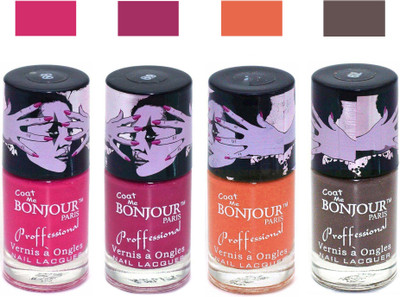 

Bonjour Paris True Matte Nail Polish 256 Pink-Pink-Orange-Coffee(Pack of 4)