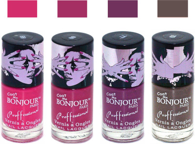 Bonjour Paris True Matte Nail Polish 265 Pink-Pink-Plum-Coffee(Pack of 4)