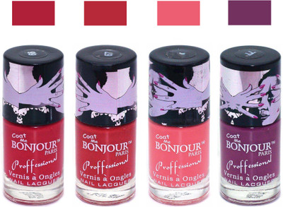 

Bonjour Paris True Matte Nail Polish 128 Red-Red-Peach-Plum(Pack of 4)