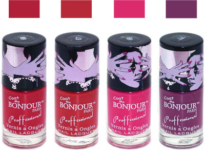 

Bonjour Paris True Matte Nail Polish 109 Red-Red-Pink-Plum(Pack of 4)