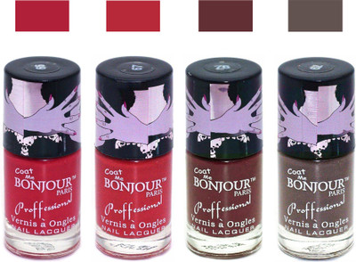 

Bonjour Paris True Matte Nail Polish 145 Red-Red-Brown-Coffee(Pack of 4)