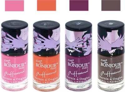 

Bonjour Paris True Matte Nail Polish 296 Pink-Orange-Plum-Coffee(Pack of 4)