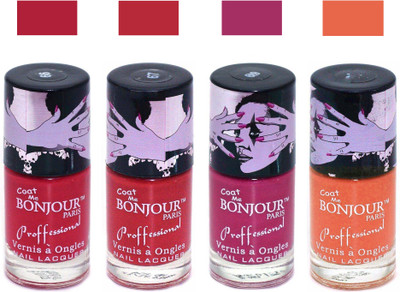 

Bonjour Paris True Matte Nail Polish 116 Red-Red-Pink-Orange(Pack of 4)