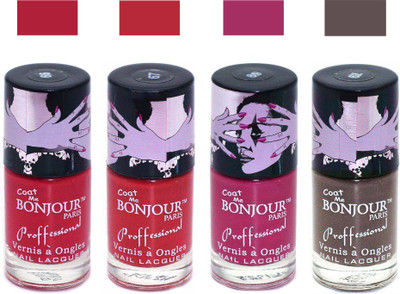 

Bonjour Paris True Matte Nail Polish 121 Red-Red-Pink-Coffee(Pack of 4)