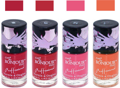 

Bonjour Paris True Matte Nail Polish 133 Red-Red-Pink-Orange(Pack of 4)