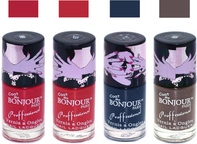 

Bonjour Paris True Matte Nail Polish 160 Red-Red-Grey-Coffee(Pack of 4)