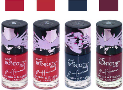

Bonjour Paris True Matte Nail Polish 159 Red-Red-Grey-Burgundy(Pack of 4)