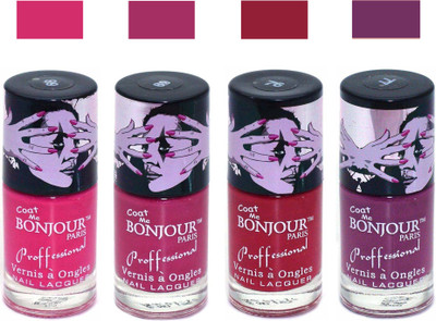

Bonjour Paris True Matte Nail Polish 261 Pink-Pink-Red-Plum(Pack of 4)