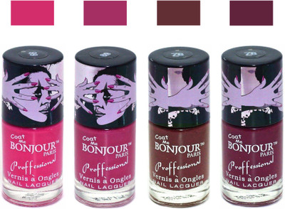 

Bonjour Paris True Matte Nail Polish 244 Pink-Pink-Brown-Burgundy(Pack of 4)